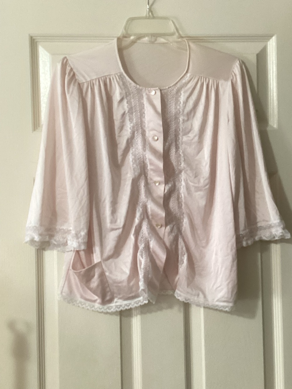 Vintage Pink Silk Pajama Top - Picture 2 of 3